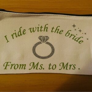 White and Green Bridal Pouch